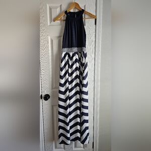 CUPSHE Navy and White Chevron Skirt